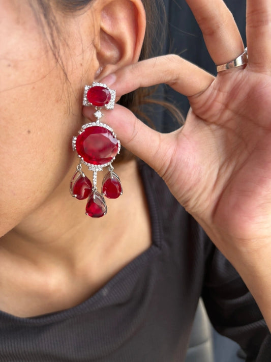 Cz doublet stone earrings