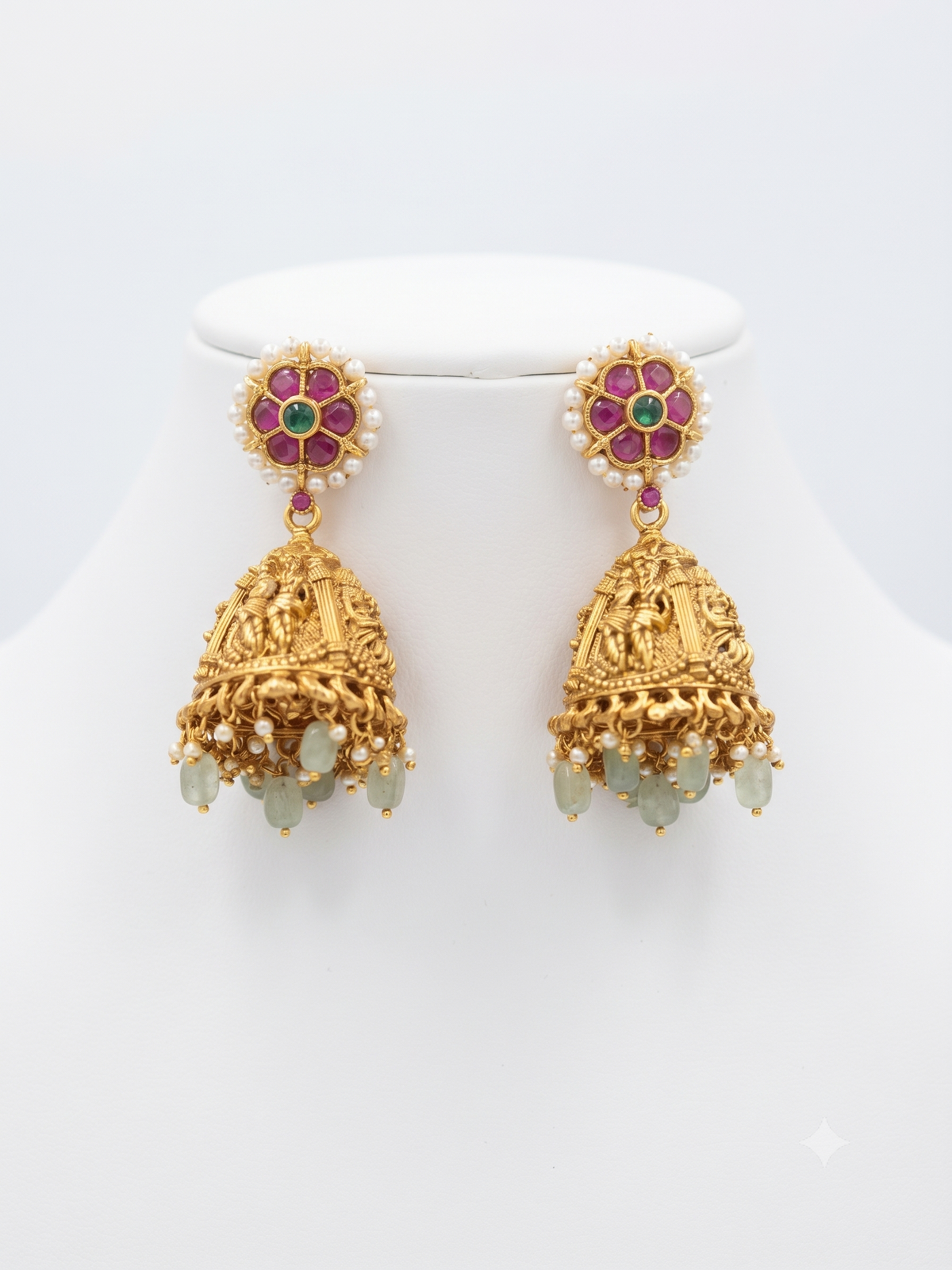 Royal Temple Jewellery Ram Darbar Haram with Emerald & Ruby Accents