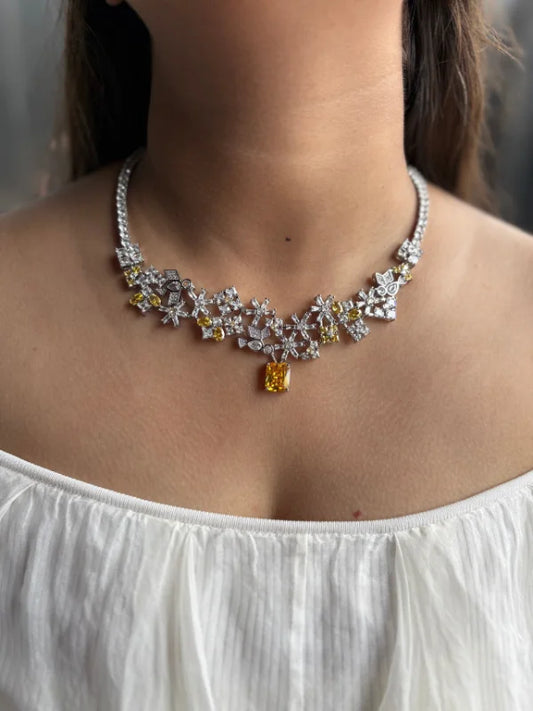 diamond look necklace with earrings