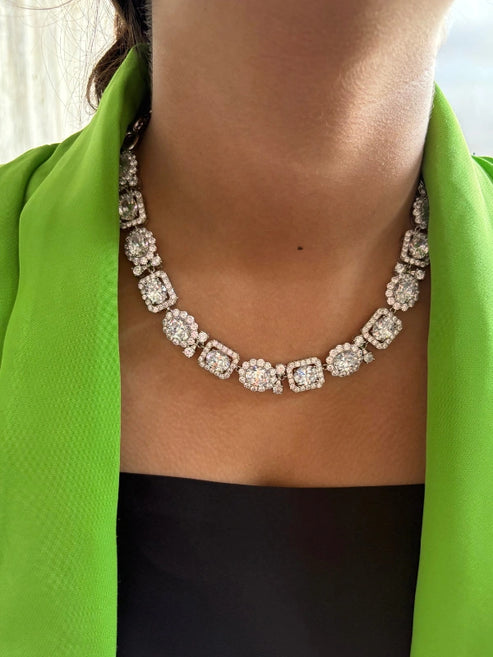 Get the Look of Real Diamonds with our CZ Diamond Cut Necklace Set