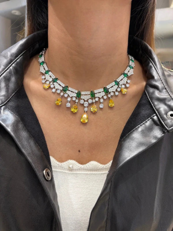 Elevate Your Look with the CZ Yellow Sapphire Victorian Necklace