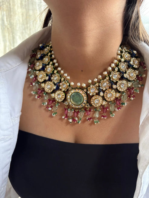 Embrace Royal Traditions: The Kundan Peacock Necklace Set