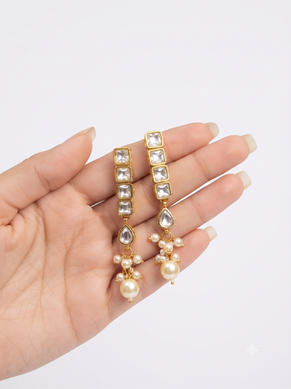 Royal Polki & Kundan Statement Choker Necklace with Pearl Droplets