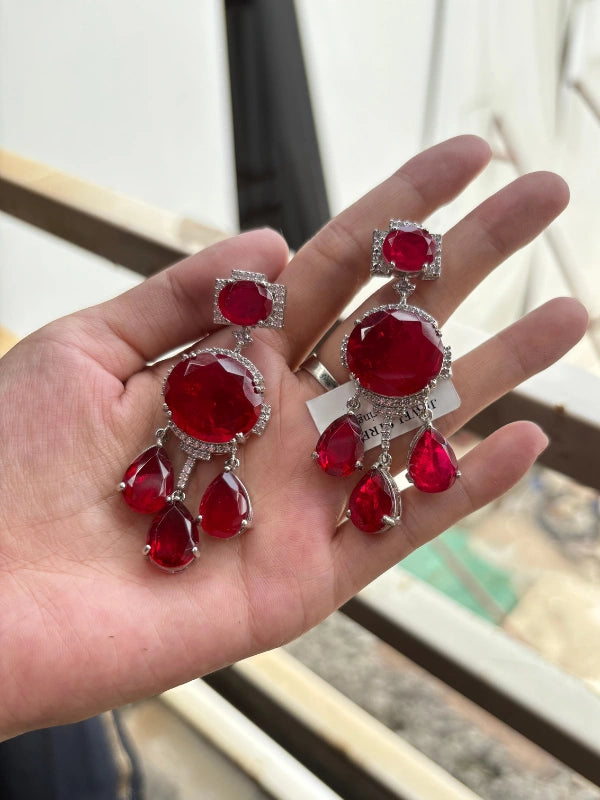 Red Doublet Stone Earrings