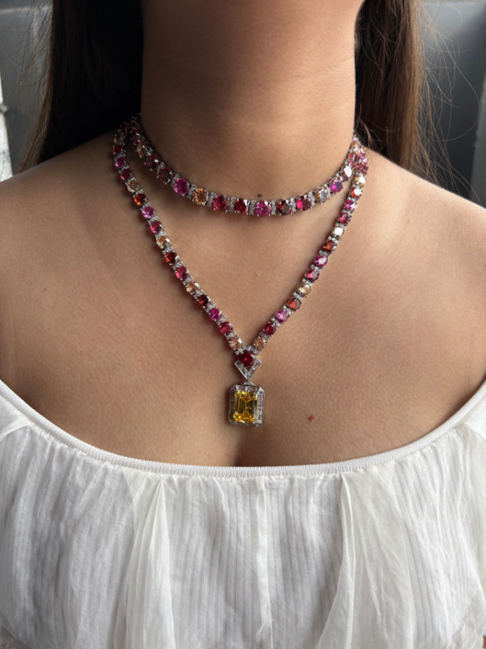 Cz ruby necklace