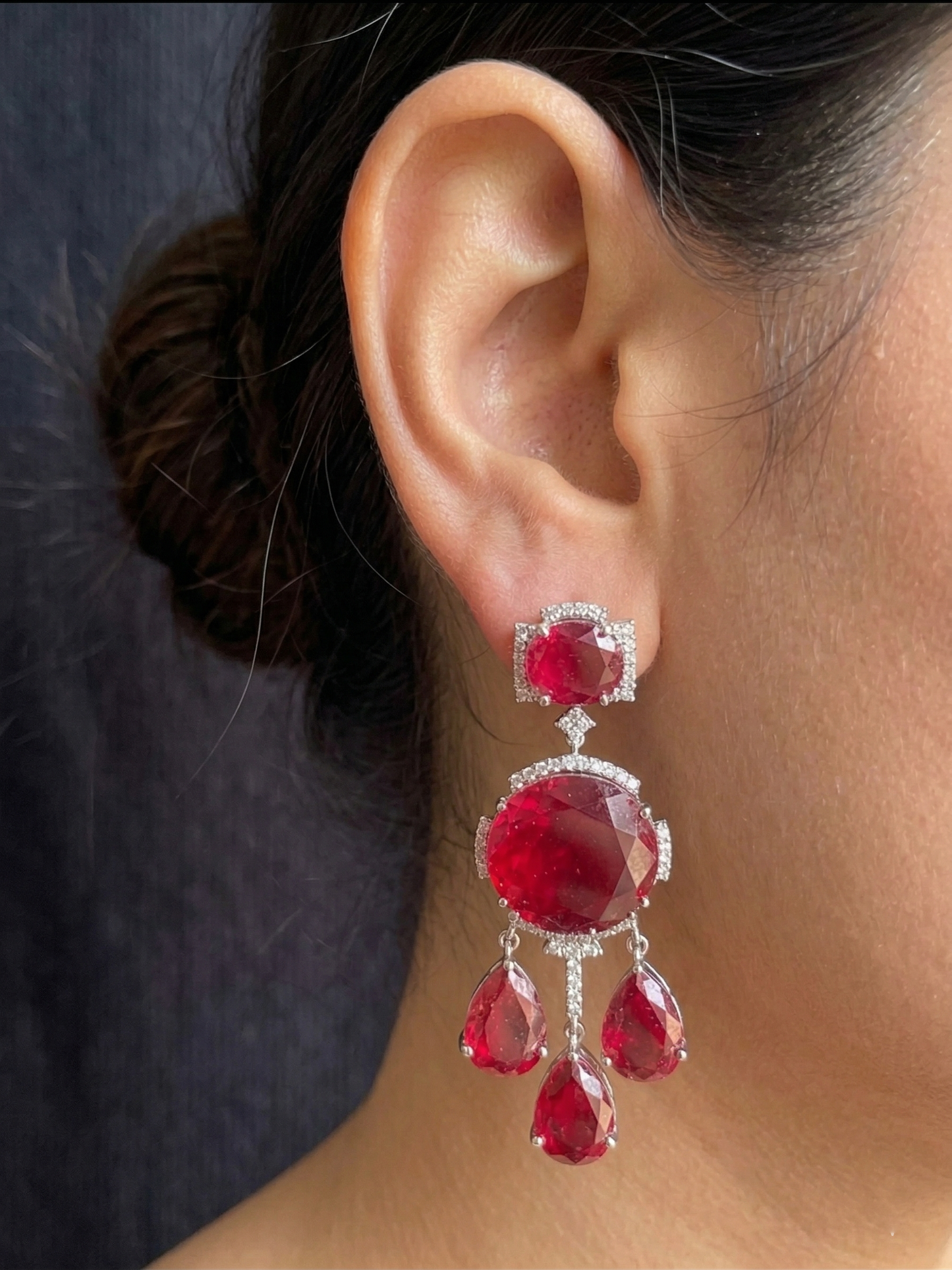 Red Doublet Stone Earrings