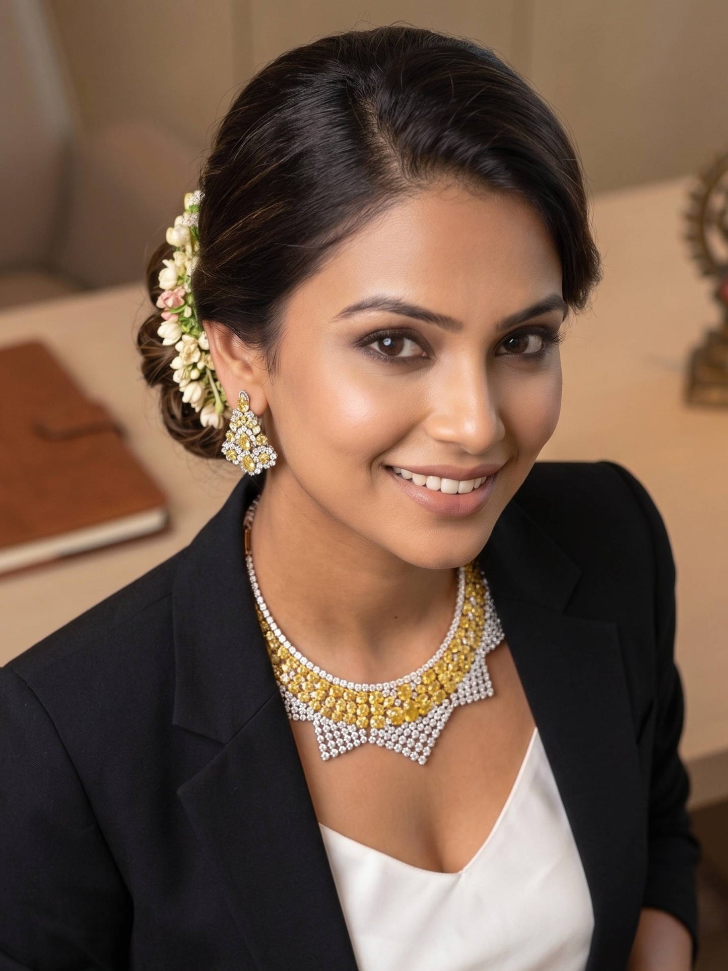 Cz Rose Cut Necklace