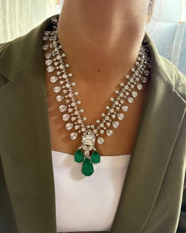 Cz Emerald Long Necklace