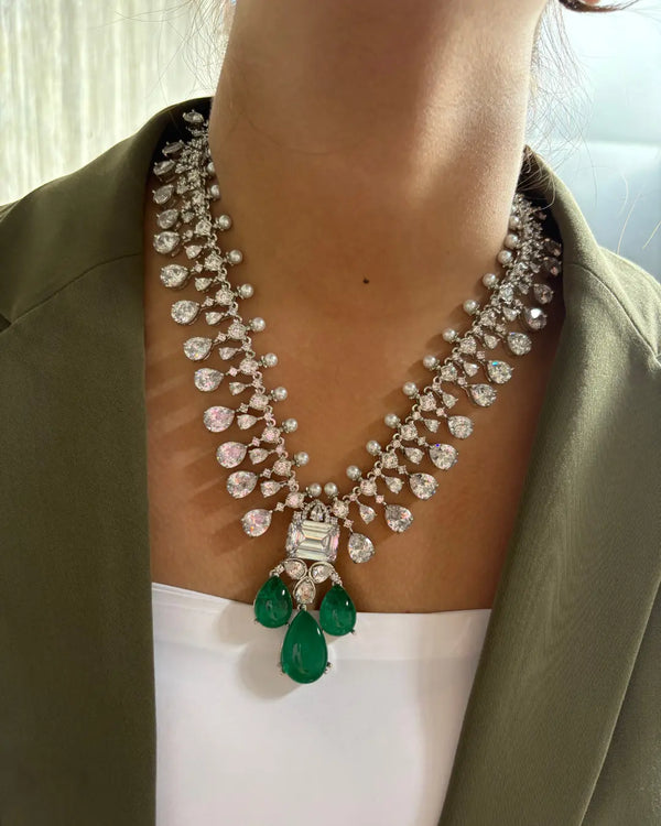 Cz Emerald Long Necklace