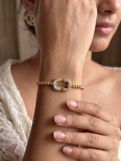 Side View of Pave Diamond Style Gold Cuff