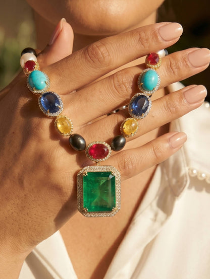 Gem Stone Emerald Necklace