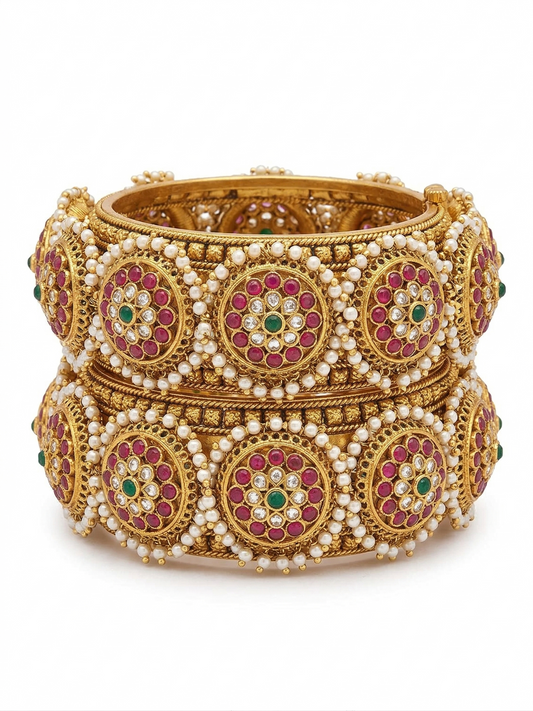 Gold Multi Color Pacheli Kangan