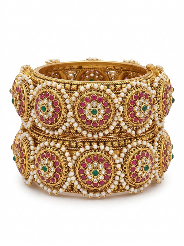 Gold Multi Color Pacheli Kangan