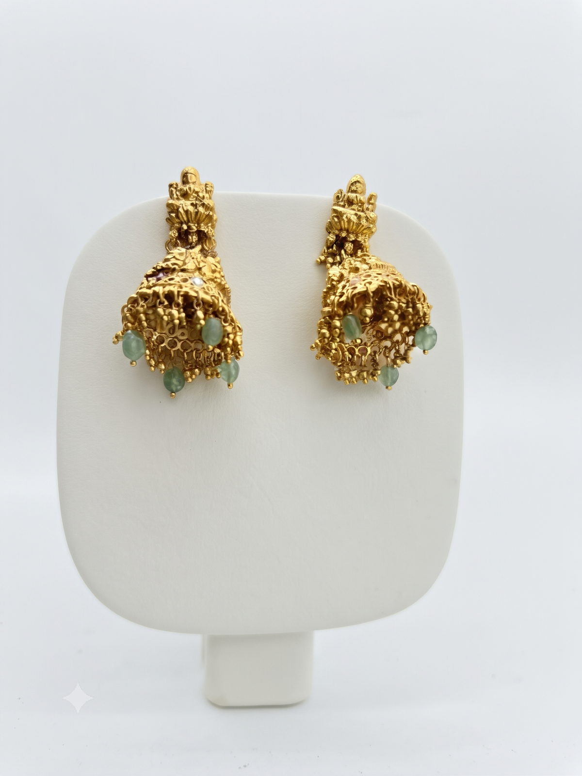 Traditional Temple Gold-Plated Long Haram Set with Green Beads & Ruby Stones | Antique Indian Ethnic Jewelry