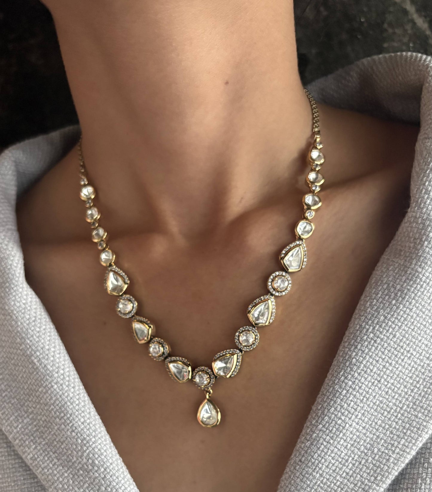 Jewel Street Moissanite, CZ Necklace Set