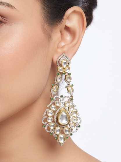 Handcrafted Kundan & Polki Choker Necklace Set with Emerald Drops & Matching Earrings