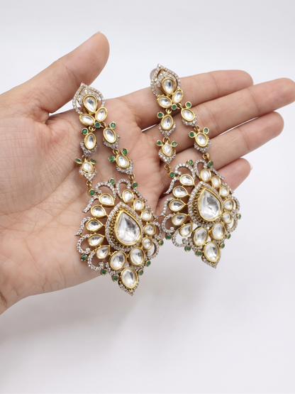 Handcrafted Kundan & Polki Choker Necklace Set with Emerald Drops & Matching Earrings