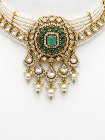 Jewel Street Moissanite Polki Set with Earrings | Choker Set For Women Traditional in Latest Design