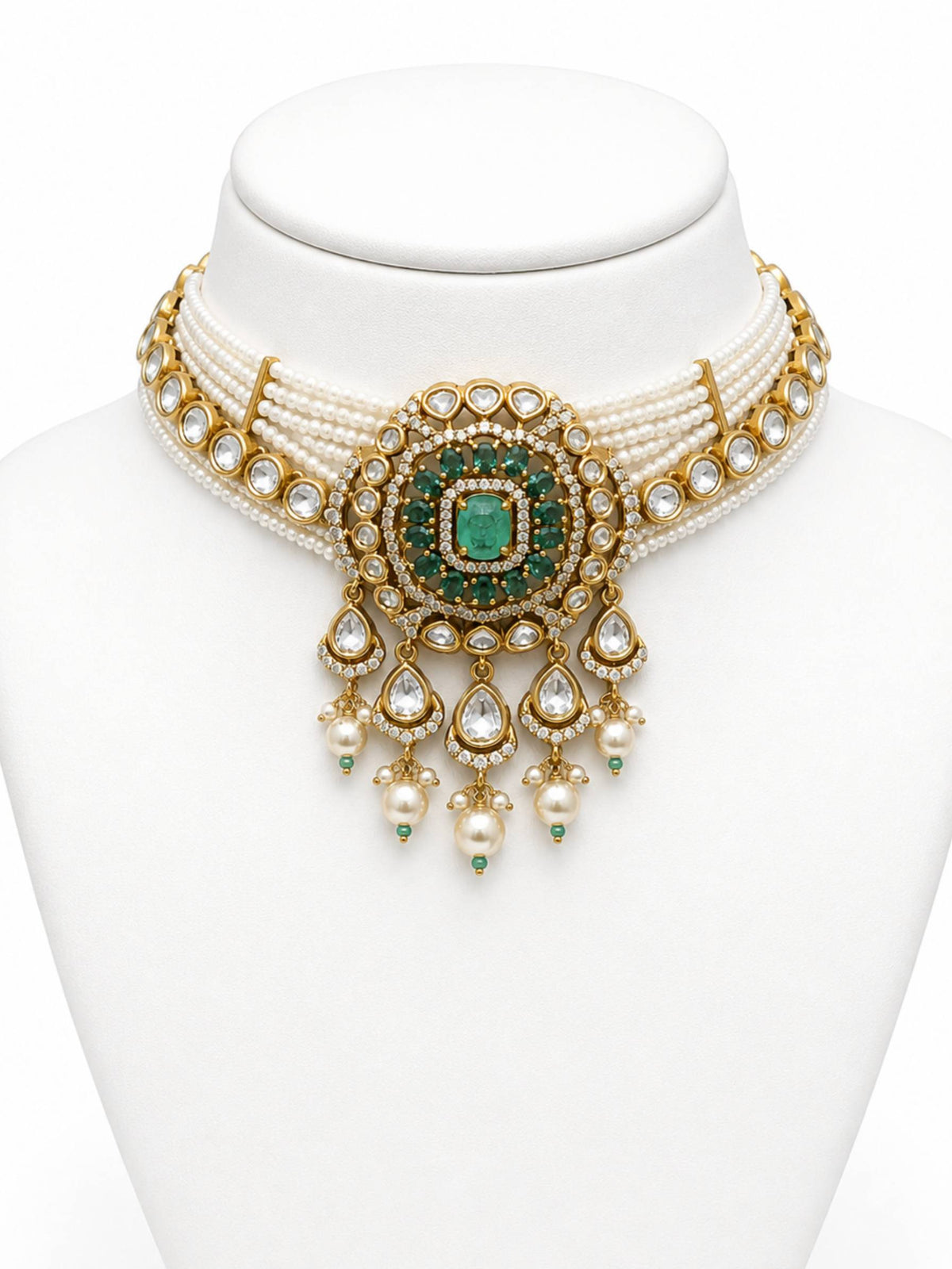 Jewel Street Moissanite Polki Set with Earrings | Choker Set For Women Traditional in Latest Design