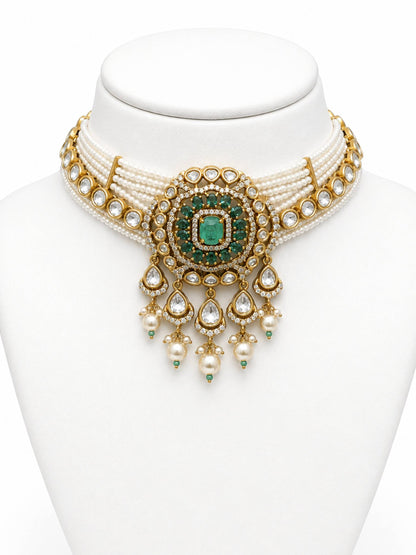 Jewel Street Moissanite Polki Set with Earrings | Choker Set For Women Traditional in Latest Design