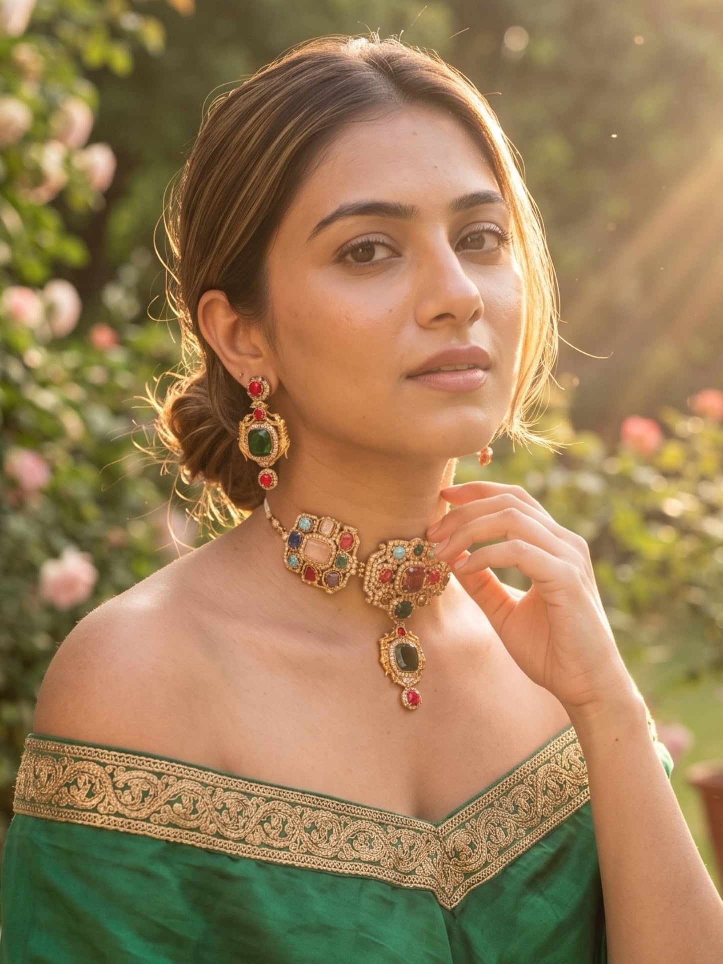 Handcrafted Royal Jodha Ratan Necklace for Saree and Lehenga