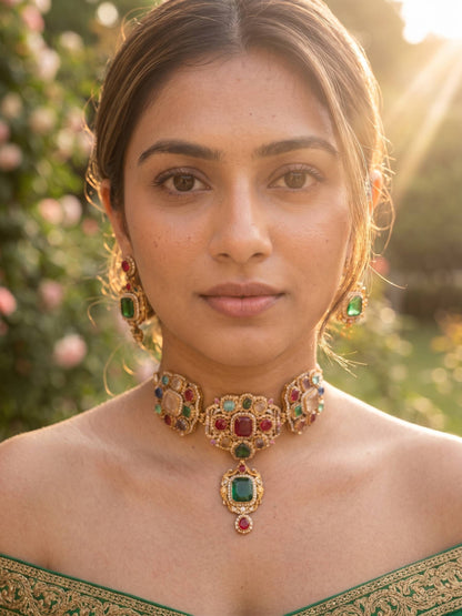 Handcrafted Royal Jodha Ratan Necklace for Saree and Lehenga