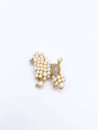 Luxury Crystal & Pearl Dog Brooch Pin – Men's Fashion Styling