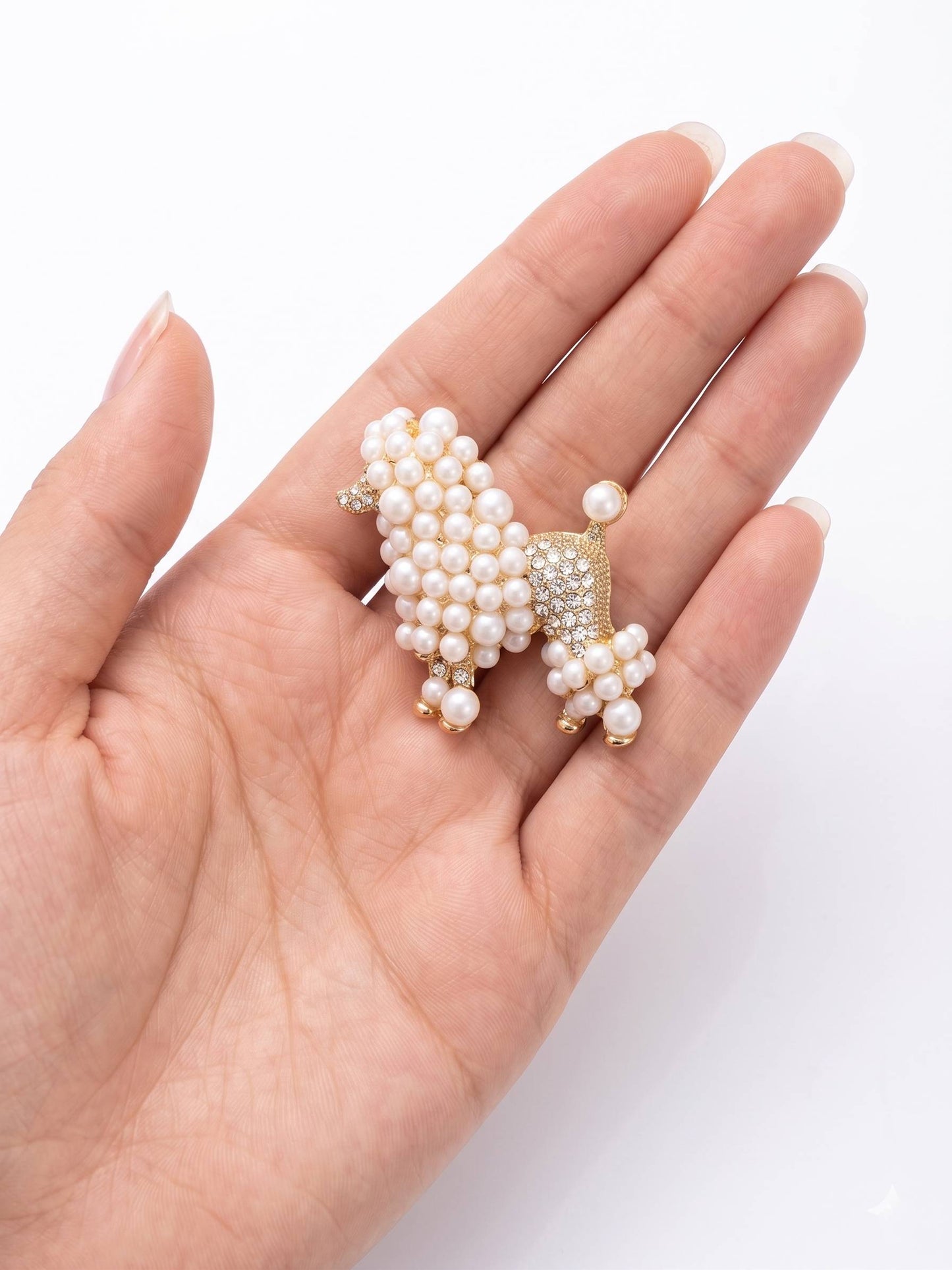 Luxury Crystal & Pearl Dog Brooch Pin – Men's Fashion Styling