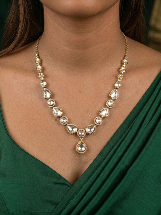 Premium Moissanite and CZ necklace set with high-grade Cubic Zirconia stones