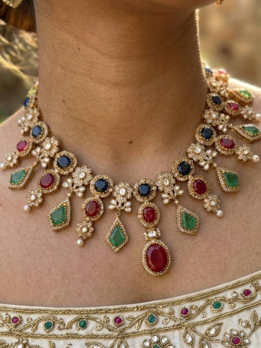 Simple Choker Necklace For Saree