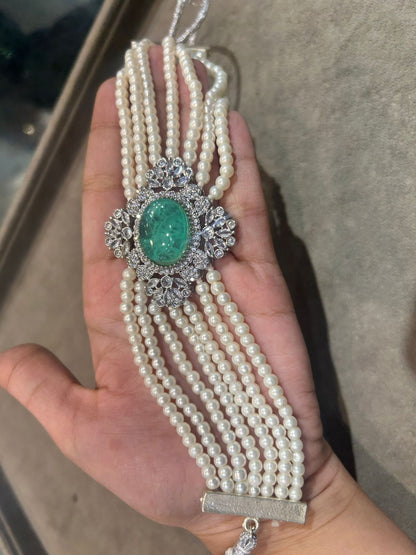 Jewel Streert CZ Set with Pearl Set