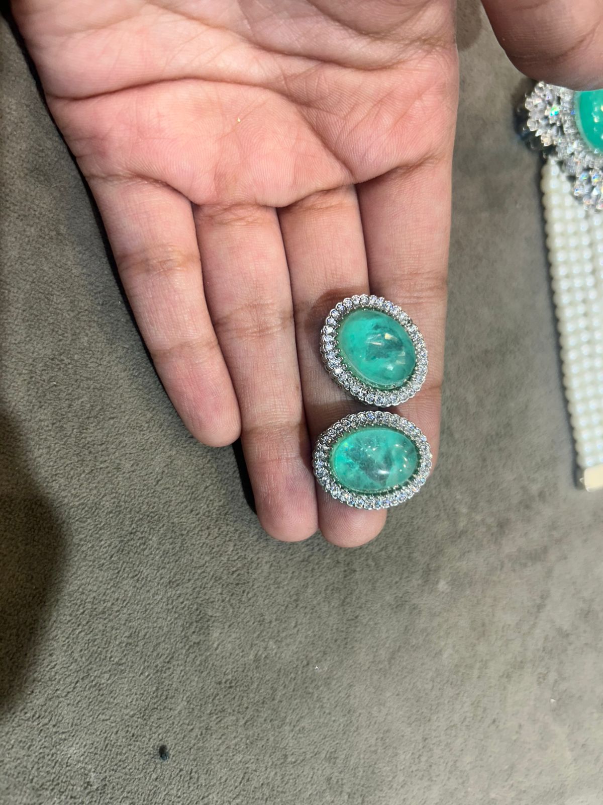 Jewel Streert CZ Set with Pearl Set