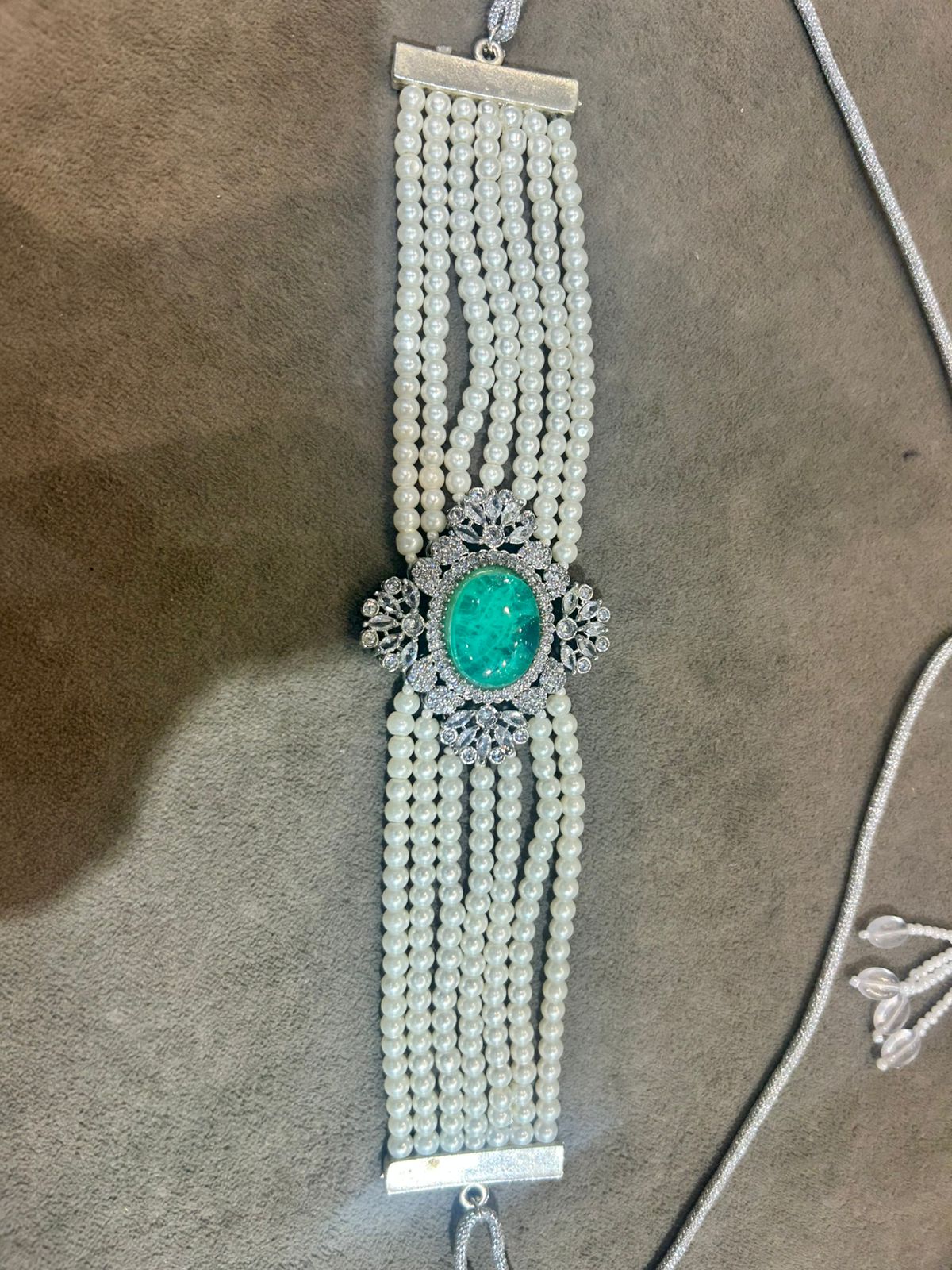 Jewel Streert CZ Set with Pearl Set