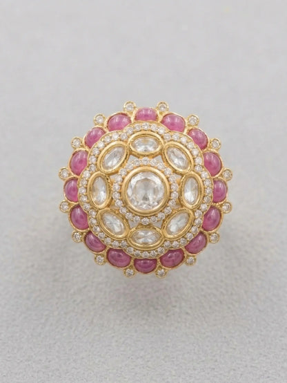 Handcrafted stone rings for women showcasing a traditional sunburst Victorian floral design