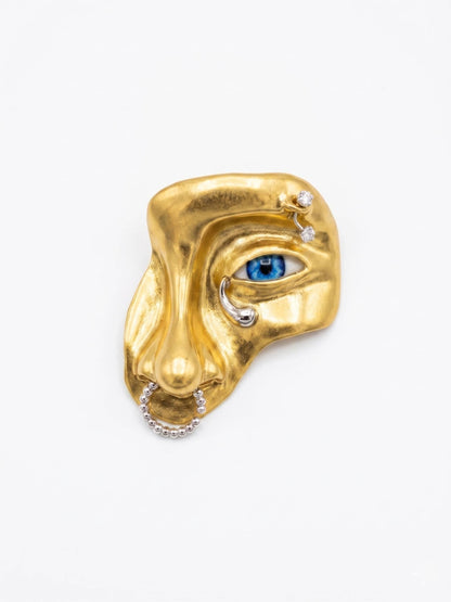 Royal Surrealist Face Brooch – Unique Lapel Pin for Men’s Suits & Women’s Dresses