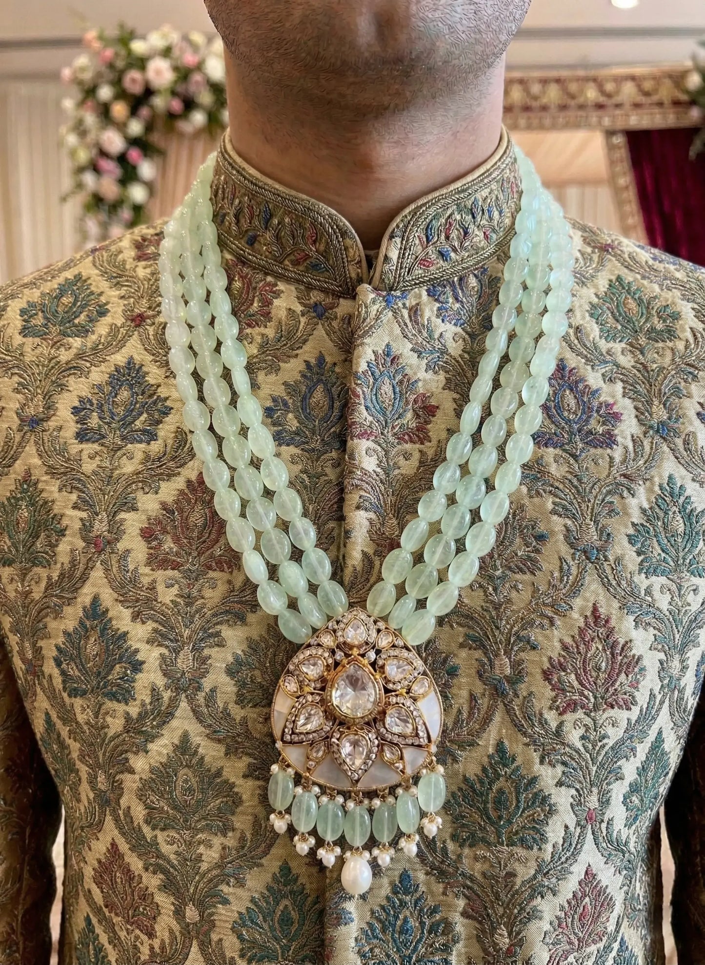 Royal Groom Mala with Green Beads