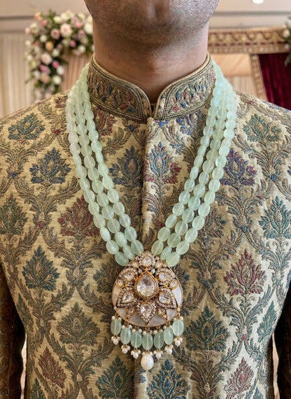 Royal Groom Mala with Green Beads