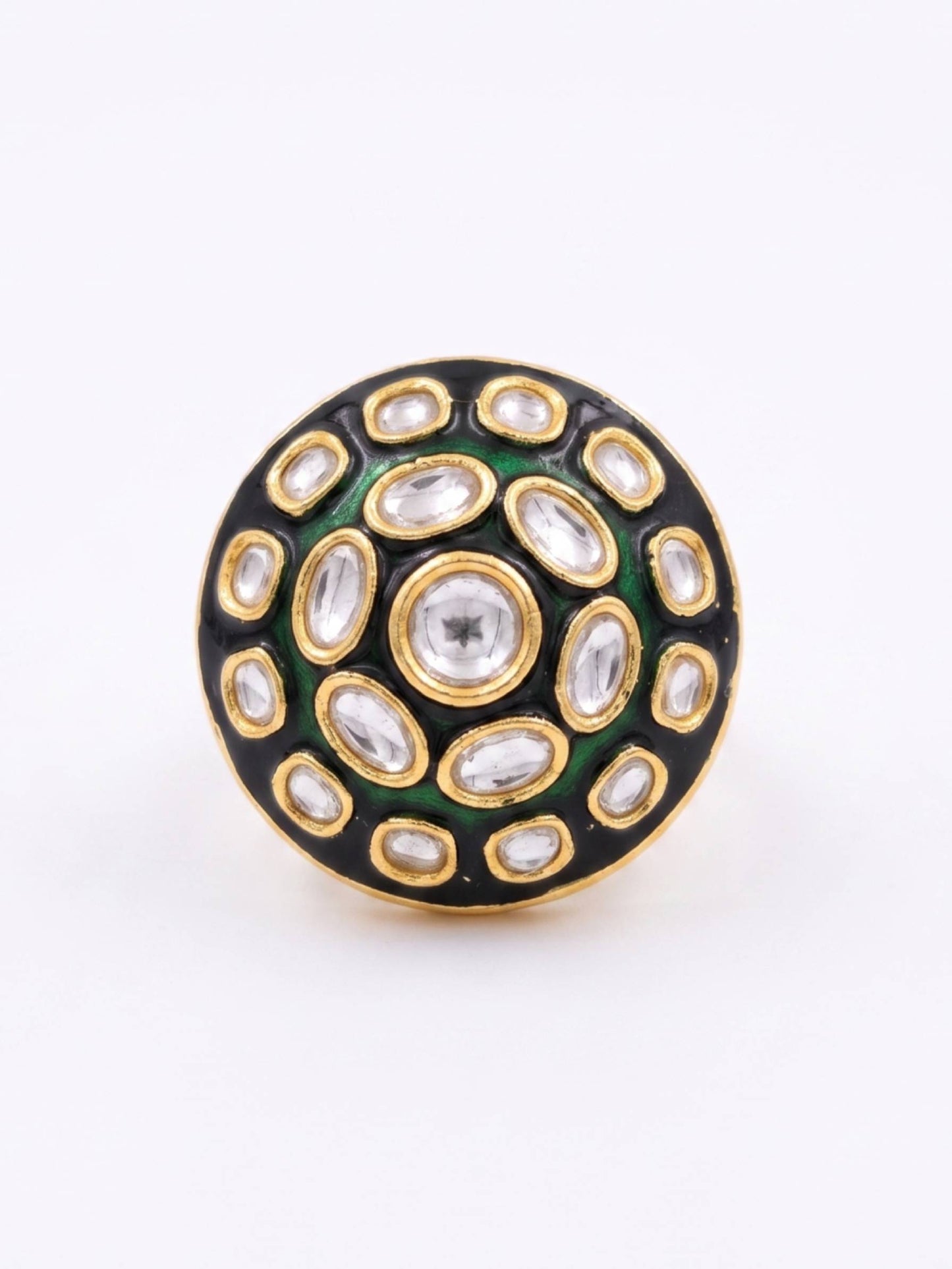 Decorative button with gemstones on a white background