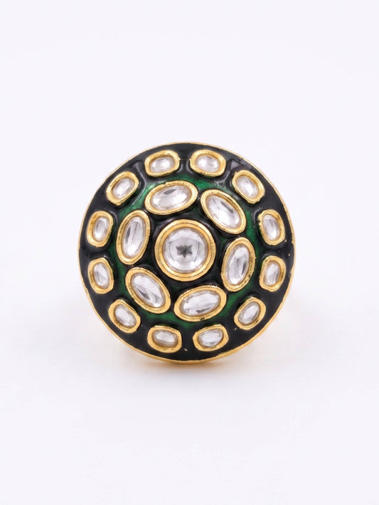 Decorative button with gemstones on a white background