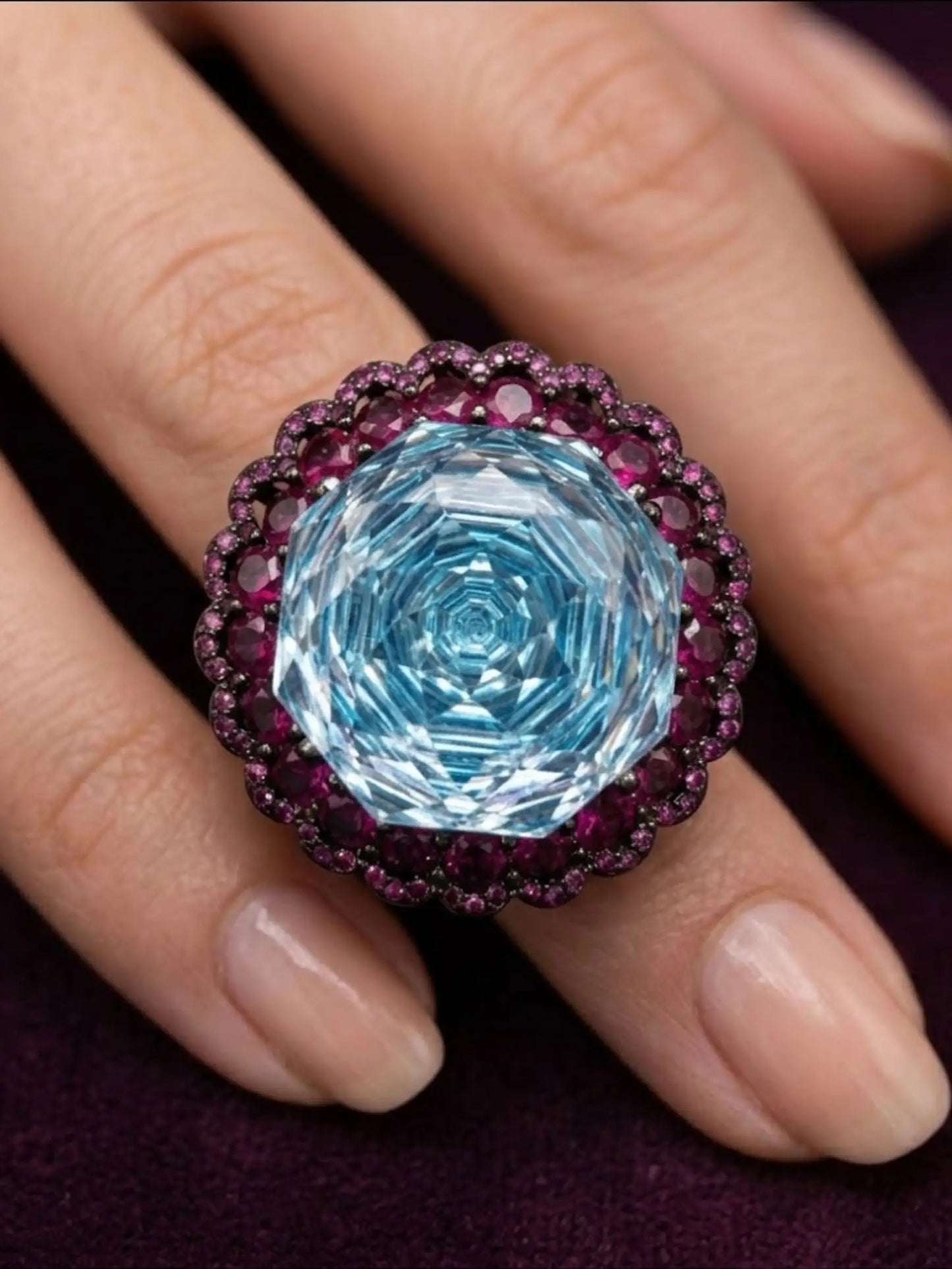 Fashion rings for women Swarovski blue crystal