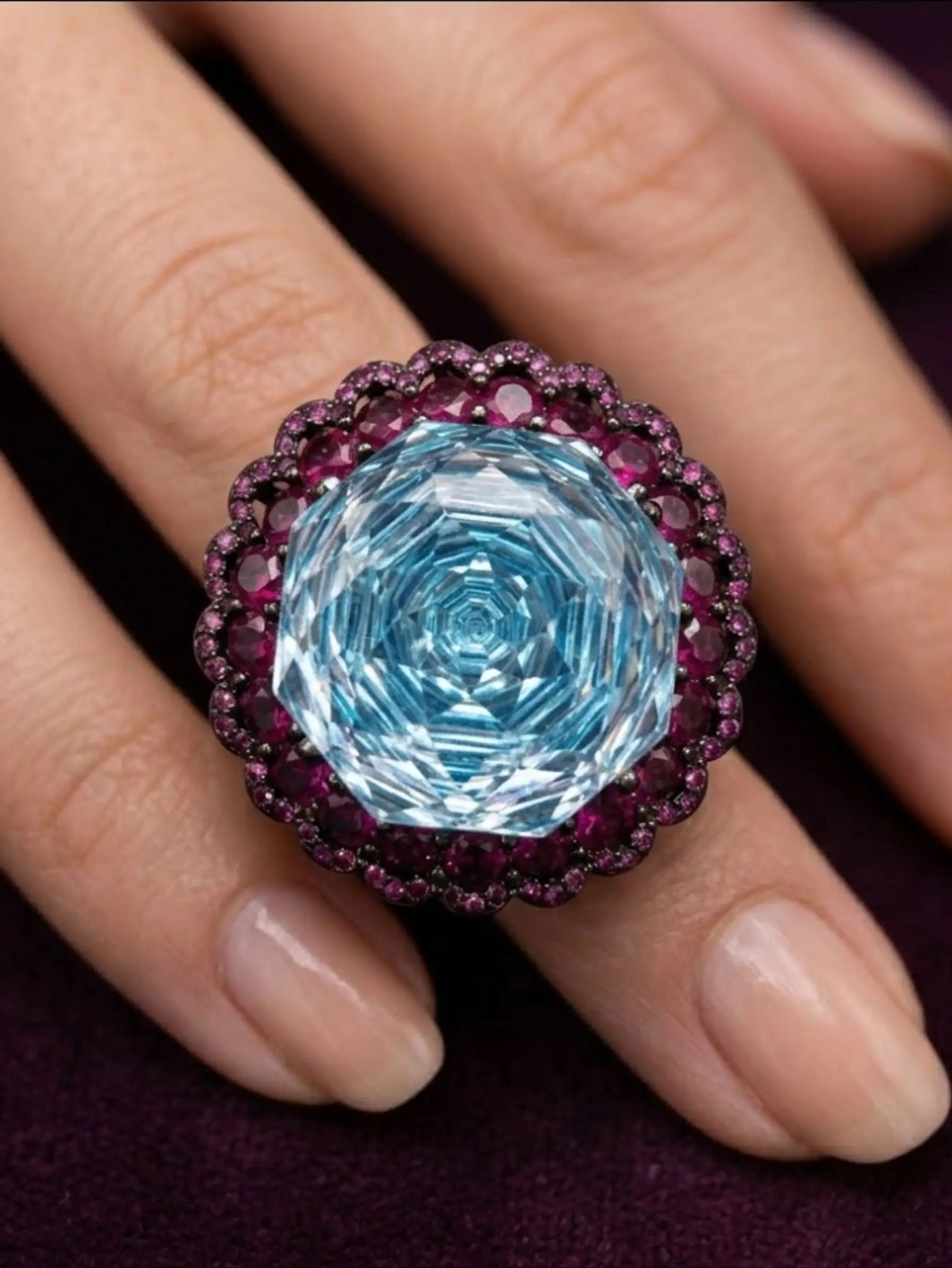 Fashion rings for women Swarovski blue crystal