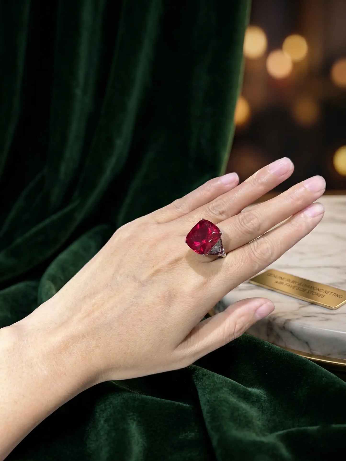 Bold ladies silver rings with vibrant red Swarovski stone