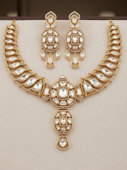 Detailed Polki-style Kundan Choker Necklace with Micro-pave Stones