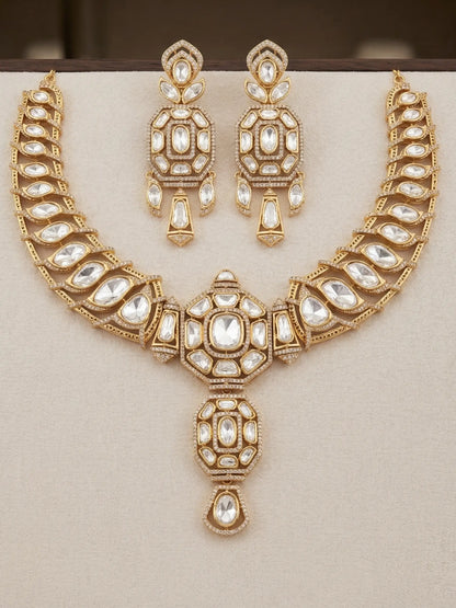 Detailed Polki-style Kundan Choker Necklace with Micro-pave Stones