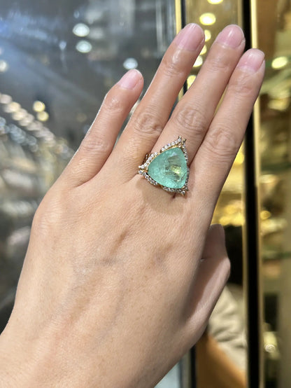 Sterling silver rings for women with large green statement stone