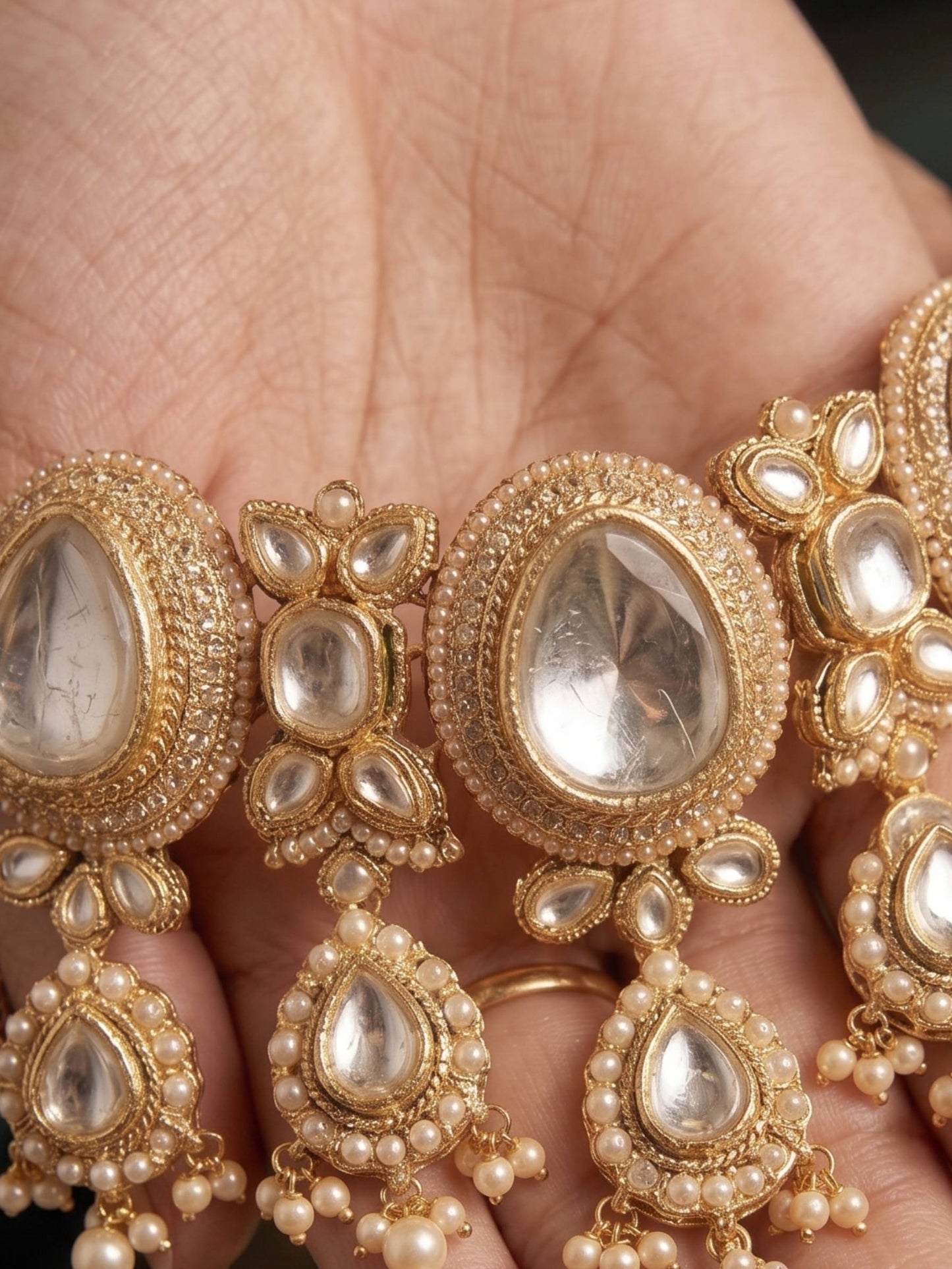 Victorian Polki Choker With Intricate Design For Celebration
