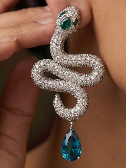 Close-up of snake shaped jewelry with micro CZ diamond pavé