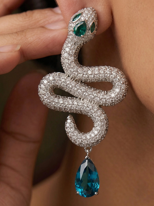 Close-up of snake shaped jewelry with micro CZ diamond pavé