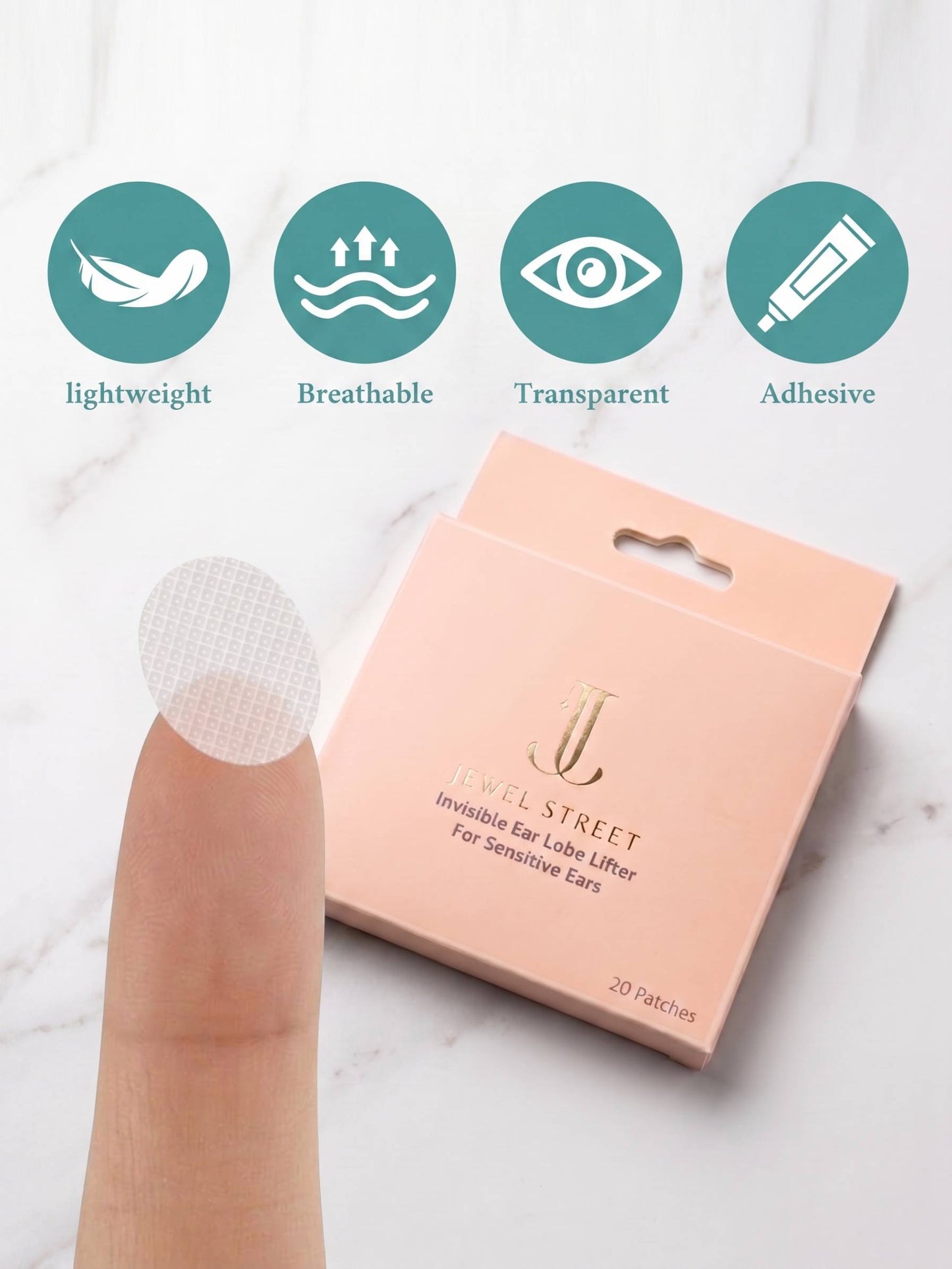 Jewel Street Invisible Ear Lobe Lifter For Sensitive Ears | Support Patches for Heavy Earrings (20 Patches)