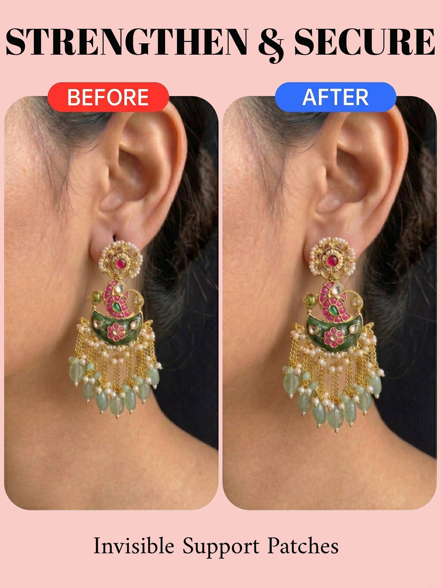 Jewel Street Invisible Ear Lobe Lifter For Sensitive Ears | Support Patches for Heavy Earrings (20 Patches)